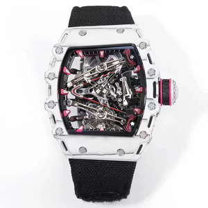 Reloj Mecánico de Lujo para Hombre, Modelo Rm Skeleton, Caja de Fibra de Carbono, Movimiento Visible, Correa de Nylon Negra, Deportivo y Elegante - Product Image 1