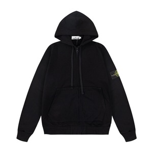 <span class=keywords><strong>Sudadera</strong></span> con capucha de algodón puro con cremallera y letras, estilo americano de alta gama, moda urbana transfronteriza, de manga corta, tipo cárdigan. - Product Image 4