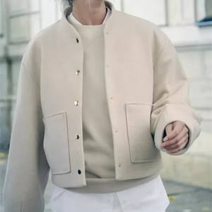 Женская одежда MYST & ZA, 2024 осенняя и зимняя новая модная простая короткая куртка с воротником-стойкой и длинными рукавами, 8741279 - Product Image 2