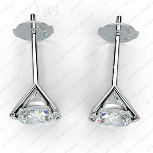 Pendientes de Plata Unisex Modernos con Moissanita de 4 Puntas en Forma de Flecha, para Compromiso, Fiesta, Boda, Aniversario, Regalo Cristiano 2 - Product Image 6