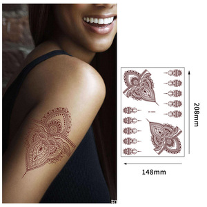 Tatuaje Temporal de Henna Estilo Indio Marrón Rojizo Impermeable con Película Protectora Talla Única Impresión Digital para Mujeres Fiesta de Boda - Product Image 2