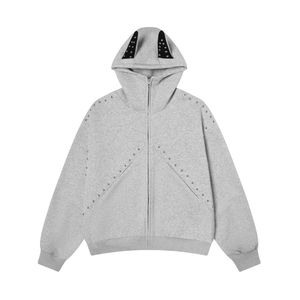 YIZE all'ingrosso rivetto in poliestere moda uomo felpe <span class=keywords><strong>con</strong></span> <span class=keywords><strong>cappuccio</strong></span> pieno Zip up <span class=keywords><strong>felpa</strong></span> <span class=keywords><strong>con</strong></span> le <span class=keywords><strong>corna</strong></span> - Product Image 2