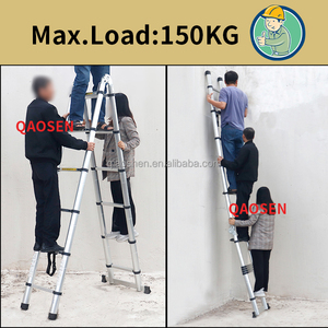 บันไ<span class=keywords><strong>ด</strong></span>อลูมิเนียมอัลลอย<span class=keywords><strong>ด</strong></span>์แบบยื<span class=keywords><strong>ด</strong></span>หดได้สอง<span class=keywords><strong>ด</strong></span>้านรูปตัวเอ รุ่น QAOSEN JDT3032 ขนาด 3.2 เมตร สีเงิน 2-in-1 สำหรับงานอุตสาหกรรมและกลางแจ้ง ได้รับการรับรองมาตรฐาน CE รับน้ำหนักได้ 300 ปอนด์ - Product Image 6