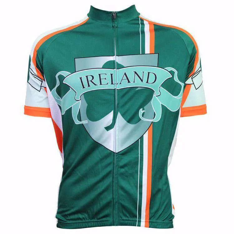 HIRBGOD Men's Green Cycle Jerseys Ireland Design Vegan Cyclist Clothes Summer Quick Dry Breathable Cycling Top