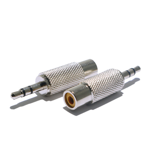 Dual Channel 3.5mm Male to Single RCA Female and Lotus Female AV Metal Adapter