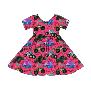 Abiti Estivi K-pop Monster per Bambine in Bambù con Gonna a Ruota Vestito da Gioco per Bambine Piccole Abito a Maniche Corte K-pop in Bambù con Gonna a Ruota per Ragazze - Product Image 4