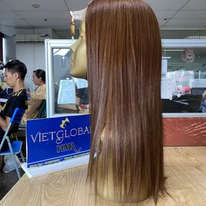 ที่ขายดีที่สุด 100% ผมมนุษย์สีน้ําตาลตรงวิกผมลูกไม้ผมเวียดนามเวอร์จินหนังกําพร้าชิดผม - Product Image 1