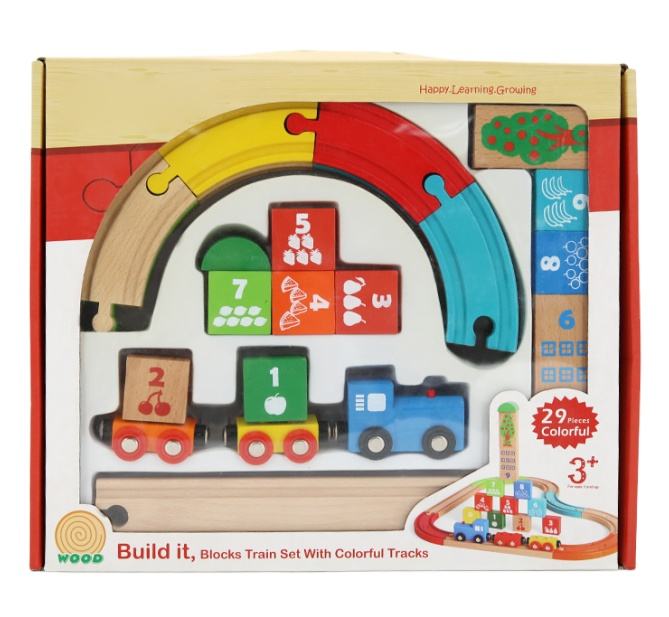 Лидер продаж, 29 шт., деревянные игрушечные поезда, трек, набор деревянных игрушек для поезда