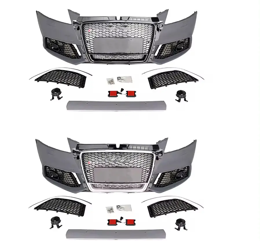 Autopartes Nueva llegada RS3 Tipo Parachoques delantero con rejilla para Audi A3 8P 2008-2013 Actualización RS3 Kit de carrocería de parachoques delantero