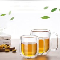 Tasse à thé en verre borosilicate à double paroi personnalisée pour café, bière, eau - Cadeaux d'affaires 350/500 ml Design moderne