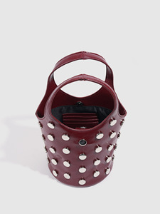 Nouveau Sac à Main Tendance en PU Effet Écaille de Tortue avec Rivets, Style Seau Cool pour Moto, Anti-Vol, Fermeture Éclair Métallique pour Femme - Product Image 3