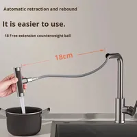 Robinet de cuisine en céramique et acier inoxydable à trois étages, chaud et froid, pour balcon, évier, anti-éclaboussures, multifonctionnel