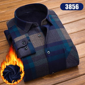 Camicia Casual Casual in pile da uomo con bottone scozzese <span class=keywords><strong>a</strong></span> manica lunga da uomo autunno inverno - Product Image 5
