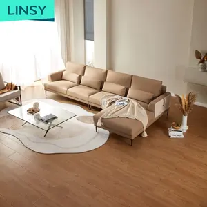 Linsy意大利风格布艺浅棕色沙发高品质转角沙发套腿黄金金属客厅家具S183