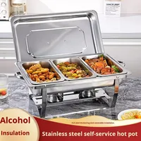 Réchaud de buffet pliable de luxe en acier inoxydable argenté, chauffe-plats professionnel à chauffage à l'alcool pour OEM/ODM