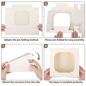 Caja de papel para pasteles, pedido privado, caja para cupcakes de alta calidad, embalaje de postre pequeño ecológico, caja de papel portátil para pasteles con logotipo - Product Image 3