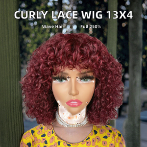 วิกผมแท้แบบลูกไม้ด้านหน้า 13x4 สำหรับผู้หญิง ผมยาวปานกลาง ลอนสปริง ลูกไม้โปร่งใส ผมยุโรป วิกผมด้านหน้าโปร่งใส 13x4 - Product Image 3