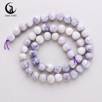 Perles de turquoise violette naturelle Zhe Ying 6/8/10 mm, perles rondes lisses en pierre pour bijoux, perles de pierre turquoise violette