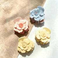 Pince à cheveux de luxe en acétate de haute qualité, motif rose 3D, type requin, pour chignon arrière, accessoires capillaires pour femmes