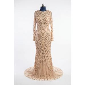 Vestido de Noche Largo de Excelente Calidad con Cuentas Hechas a Mano y Mangas Largas para Eventos Nocturnos y Bodas, Disponible para Suministro Mundial - Product Image 1