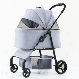 Amortisseur pliable Portable 4 roues voyage pour animaux de compagnie extérieur transporteur de chien et poussette chariot détachable pour chiens - Product Image 1