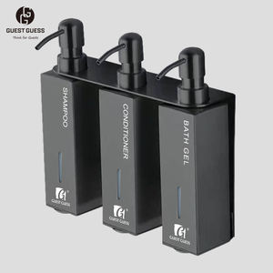 Distributeur de savon liquide mural double de luxe en acier inoxydable 304 de haute qualité, noir mat, écologique, ensemble de salle de bain - Product Image 2