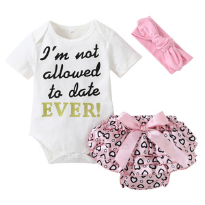 Combinaison formelle pour enfants, vêtements pour bébés, combinaisons en coton pour filles avec leggings courts à motif cœur de Chine - Product Image 1