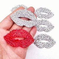 Autocollants à strass et paillettes en cristal rouge lèvres, style à tige, pour vêtements, chaussures, chapeaux, sacs, décoration DIY – Vente chaude