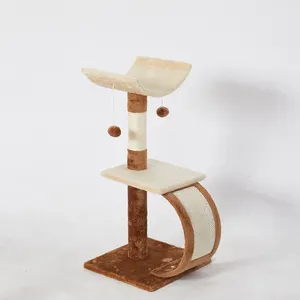 Luxo gato rastejando torre gato e agarrando brinquedo madeira maciça pet mobília casa gatinho árvore