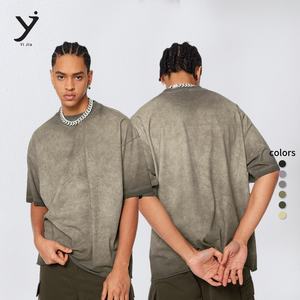 T-shirt surdimensionné en coton pour hommes en gros style américain lavé et effiloché vieux lâche à manches courtes pour homme - Product Image 2