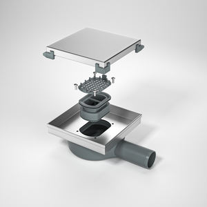 Grille d'insertion pour carrelage avec assurance qualité Drain de sol de douche carré amovible avec attrape-cheveux d'évier - Product Image 1