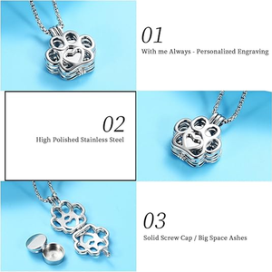 Liontin Guci Hewan Peliharaan dari Baja Anti Karat Berlubang, Cetakan Cakar Hati, Perhiasan Kremasi, Kalung, Aksesoris Kenang-kenangan untuk Pecinta Hewan Peliharaan - Product Image 4