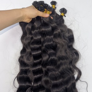 <span class=keywords><strong>Prix</strong></span> de gros usine Cheveux humains bruts K Tips, ondulés cambodgiens, noir naturel, pointe plate en kératine, cuticules alignées, cheveux bruts vietnamiens - Product Image 1