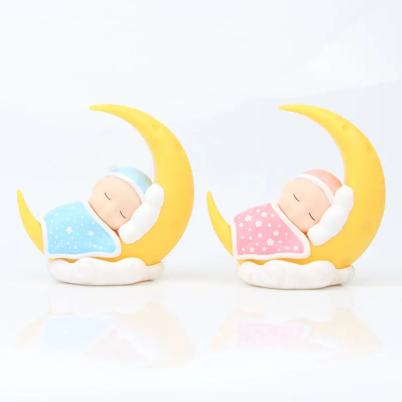 QH ornamen Dashboard mobil dekorasi patung kue ulang tahun bayi DIY ornamen lucu dekorasi kamar bayi tidur bulan Plugin