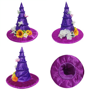 Chapeau de sorcière Luling Yaoyao, taille unique, violet, vert, floral, accessoire photo pour fête - Product Image 2
