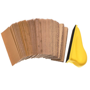 Papel de Lija Rectangular Flocado de 30*93mm, Amarillo, Grano Medio 80 # -600 #   Tiras de lijado para pulir muebles de madera OEM - Product Image 5