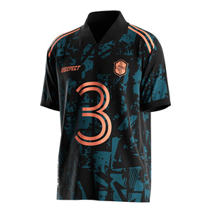 Chemise de football rétro à col pliable avec panneaux en maille respirante, technologie évacuant l'humidité, maillot de football à manches raglan - Product Image 1