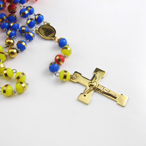 Cadena de cuentas de acero inoxidable para joyería, collar de cuentas con bolas de 8mm, para <span class=keywords><strong>Rosario</strong></span> religioso milagroso de <span class=keywords><strong>señora</strong></span> - Product Image 4