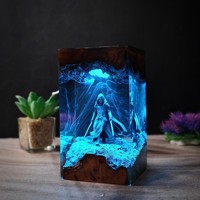 Lampe en résine luminescente Dasrivin - Ornement de lampe de nuit de bureau en résine époxy changeante de couleur et irisée