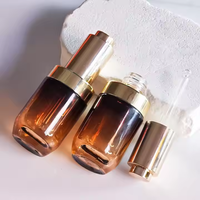 Emballage cosmétique personnalisé, flacon compte-gouttes en verre électro-plaqué de 30 ml avec changement de couleur progressif, pompe à pression, huile essentielle