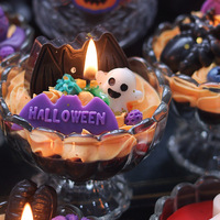 Bougie en verre parfumée Halloween, cire de soja, faite à la main, fantôme, citrouille, crâne, araignée, décoration de table, cadeau, vente en gros, logo personnalisé