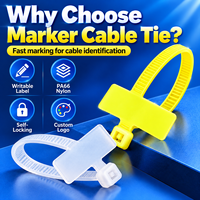 Kabel Ties Nylon 66 Kelas Industri untuk Identifikasi Kabel Listrik, Label Cetak Laser Logo Kustom, Kemasan 100 Pcs
