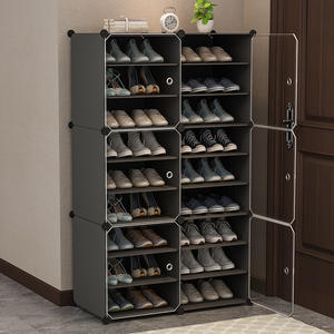 Meuble de rangement à chaussures multi-niveaux anti-poussière pour la maison, la chambre, l'entrée, utilisation intérieure, en plastique, design minimaliste autoportant - Product Image 1