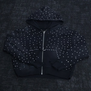 Fabricant de survêtements personnalisés de 500 GSM, OEM, avec strass, effet délavé, style streetwear vintage pour hommes - Product Image 3