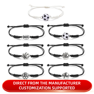 カスタムメイドの手織り野球、フットボール、バスケットボール、バレーボールの手作りコードブレスレット、チームファンパーティーギフトに - Product Image 2