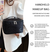Sac de rangement de maquillage de voyage de luxe en jacquard écologique avec fermeture éclair, logo personnalisé, à porter à la main, cadeau pour demoiselle d'honneur, trousse à cosmétiques grande taille
