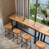 Conjunto de Mesa y Sillas de Bar Estilo Nórdico, Mesa Alta y Estrecha para Balcón, Sillas Altas para Bar