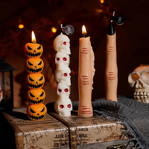 Juego <span class=keywords><strong>de</strong></span> Velas Decorativas Hechas a Mano con Aroma Personalizado <span class=keywords><strong>de</strong></span> Calavera <span class=keywords><strong>de</strong></span> Calabaza para Halloween, Recuerdo <span class=keywords><strong>de</strong></span> Fiesta - Product Image 1
