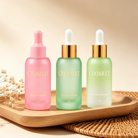 Flacon compte-gouttes en verre à épaule plate de 30 ml, emballage cosmétique épais, flacon compte-gouttes en verre pour huile capillaire et sérum avec sérigraphie givrée