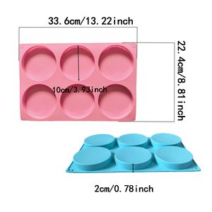 Molde de disco de 6 agujeros, molde Circular de silicona para hornear pasteles, adecuado para pastel en capas, hamburguesa, pan, cocina, bandeja para hornear - Product Image 4